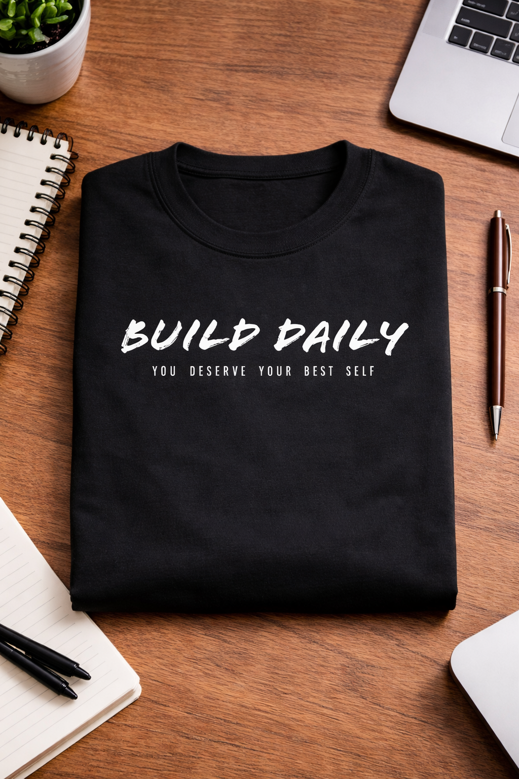 Build Daily Black Bold Unisex Crew T-Shirt