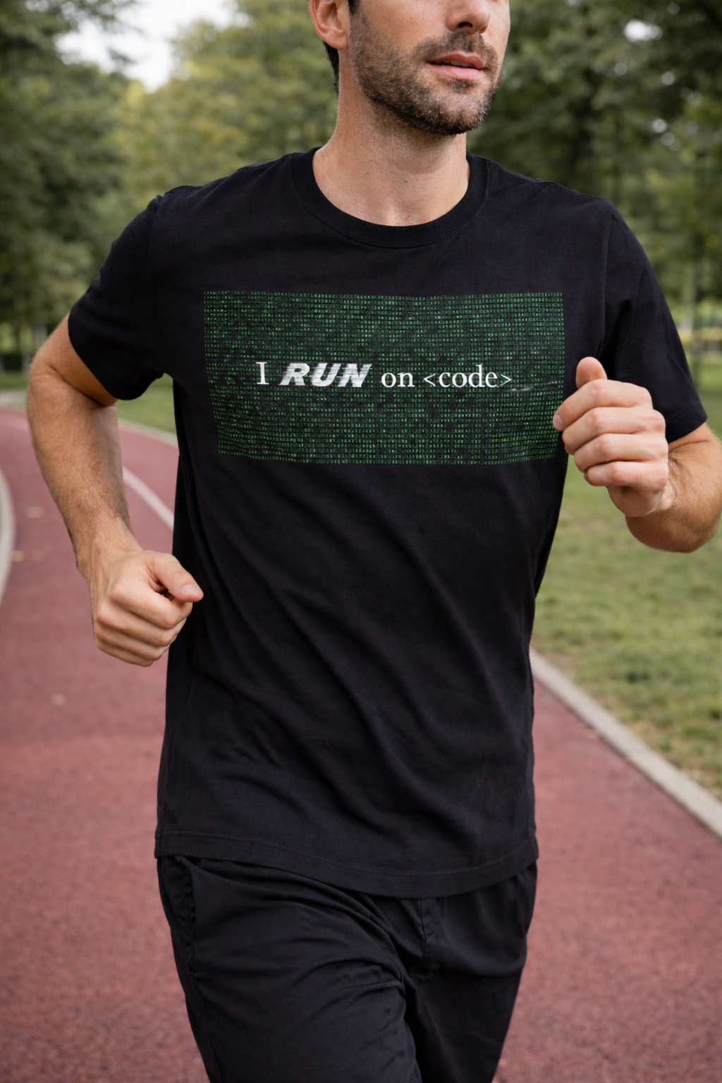 I Run on code Unisex Standard Crew T-Shirt